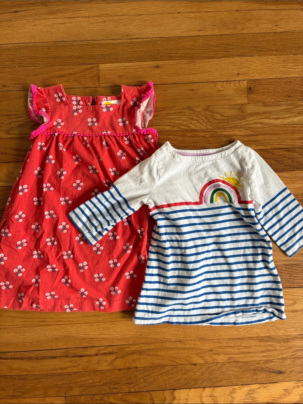 Mini Boden Dress Bundle Girls 4-5Y 110cm Rainbow Floral Stripe Tunic Spring